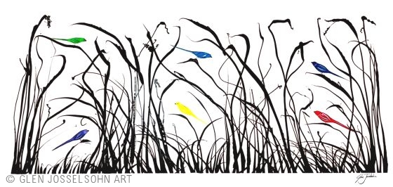 Available_Artworks Reeds with Birds 2m x 1m